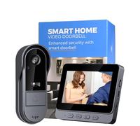 Winnes 1080P HD Wireless Video Doorbell Camera 4.3" Monitor Visual Intercom,Two-Way Talk,Night Vision,170° Wide Angle,Waterproof Smart Door Phone,Home Security Door Bell Kit, No APP & WiFi Required