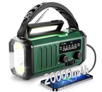 Winnes 20000mAh Solar Hand Crank Emergency Radio, AM FM Portable Survival Radio with 3 Modes Flashlight, Reading Light, SOS Alarm, Power Bank, Type-C Charging, Compass, Outdoor Camping Emergency Gear