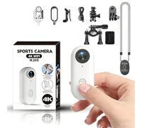 Winnes 4K Ultra HD Mini Action Camera, WiFi Magnetic Thumb POV Camera, 30M Waterproof, 120° Wide Angle for Motorcycle Helmet Cycling Diving Fishing Pet Travel Vlog(White)