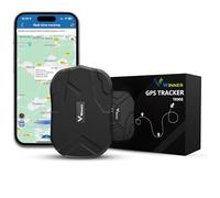 Winnes GPS Tracker 4G SIM-Free Real-time Cross-regional Tracking, Ready-to-use, Magnetic Car Air Tracker Tag Security Alarms Compatible with iOS & Android 5000mAh Battery Powered Long Standby