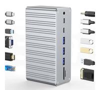 Winnes Vertical Desktop Smart Docking Station 13-IN-1 USB C Hub No Driver Required Plug-and-Play, 100W Charging, Dual-screen Extender Multiport Adapter with 4K HDMI for TV, Projector, Computer, Smartp