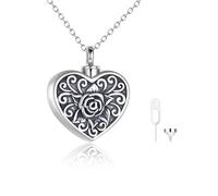 WINNICACA Ashes Cremation Necklace Urn S925 Sterling Silver Cremation Pendant for Dog Cat Pet Ashes Urn Rose Flower Necklace Jewellery for Christmas Gifts
