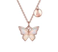 WINNICACA Butterfly Initial Necklace Sterling Silver Created Opal A Letter Alphabet Jewellery Butterflies Choker Gifts for Women Teens Birthday