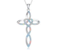 WINNICACA Celtic Knot 925 Sterling Silver Opal Necklace for Women Irish Jewellery Gifts for Women Wife Mothers Day Anniversary Birthday Christmas