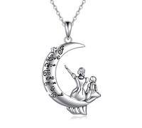 WINNICACA Mother and Daughter Necklace 925 Sterling Silver I Love You to the Moon and Back Pendant Necklace Gifts for Mum Women