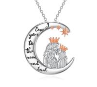 WINNICACA Mother Daughter Gifts 925 Sterling Silver I Love You to the Moon and Back Pendant Necklace Jewellery Gifts for Mum/Daughter