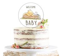 Winnie Baby Shower Cake Topper, The Pooh Baby Shower Decor, Winnie Babies Parties Welcome Baby Acrylic Cake Toppers, Pooh Party Decorations, Babies Gender Reveal Birthday for Boys Girls