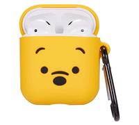 Winnie Bear AirPod Case Silicone Air pods Case Cover Skin Protector with clip hook keyring for 1st 2nd generation pod. Shock Proof Protective replacement for wireless charging headphones