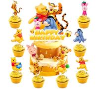 Winnie Birthday Party Decoration Set, 25 Piece Cake and Cupcake Toppers Kit, Cartoon Theme Cake Decorations for Kids Celebrations
