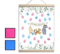 Winnie Gender Reveal Fingerprint Tree Canvas Hanging Paintings , Baby Shower Gender Reveal Decorations Fingerprint Gifts Ideas - Boy or Girl Games Party Supplies - Pooh Gender Reveal Party Decor