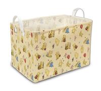 Winnie Nursery Hampers with Handles, the Pooh Nursery Storage Basket, Classic Winnie Baby Nursery Hamper Decor, Foldable and Waterproof Canvas Organizers for Toys Clothes Bedroom Bathroom