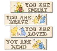 Winnie Room Decor- the Pooh Sign-Wooden Baby Stuff-Vintage Nursery Decor-4PCS Wall Decor Wall Art(Classic)-You Are Kind Brave