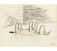 Winnie the pooh 1926 illustration sketch of the Eeyore in the river by E.H. Shepard Poster Wall Art Print (A3)