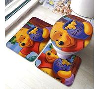 Winnie The Pooh and His Friends are Playing 3 Piece Bathroom Rug Set - Bath Mat Set Pedestal Mat-Tigger Carried Winnie the Pooh on His Back