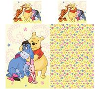 Winnie the Pooh Baby Toddler Bed Linen Friends 100 x 135 + 40 x 60 cm 100% Cotton in Renforcé Linen Quality Eeyore Piglet Pu Kanga Tiger Pooh Piglet Disney Reversible Bed Linen German Size