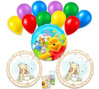 Winnie the Pooh Balloon 13 Pack - Bundle with 2 Foil Balloons Featuring Piglet, Tigger, Eeyore Plus Birthday Balloon, Tattoos, More | Pooh Bear Decorations for Parties