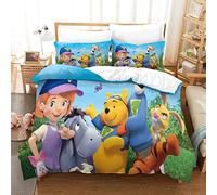 Winnie The Pooh Bedding Set , 3Dcute AnimalsPrintDuvet Cover,Comforter Cover For Kids Girls Boys Teens Kawaii Room Decor,Cartoon Spread Cover With Zipper 3-Piece Set Double(200x200cm)