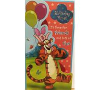 winnie the pooh birthday time holding balloons birthday card