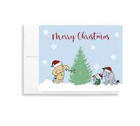 Winnie the Pooh Christmas Cards Pooh Bear Eeyore Piglet Cute Cartoon Vintage Nostalgic Xmas Holiday Card Printed Folding Card (24 Count)