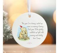 Winnie The Pooh Christmas Pregnancy Bump Bauble, Hanging Keepsake Ornament for Mum-To-Be, Baby Shower