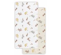 Winnie the Pooh Cot Bed Fitted Sheets 2 Pack, Soft Breathable Toddler Bed Sheets, Cotton Rich Nursery Bedding, Fits Standard Cot Bed Mattress 70 x 140cm