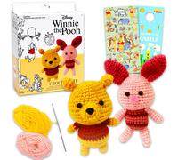 Winnie The Pooh Crochet Kit for Beginners - Bundle with Pooh Bear and Piglet Crochet Patterns, Yarn, Stickers, More | Disney Craft Kit for Kids