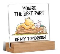 Winnie the Pooh Decor - Adorable Winnie the Pooh Gifts for Best Friends, Desk Decor Gift for Women Men Boy Girl, You're the Best Part Acrylic Office Home Signs Decorations 4 x 4 Inches