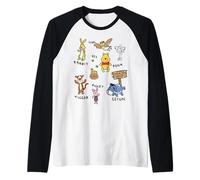 Winnie The Pooh Doodle Sketch Characters Raglan Baseball Tee