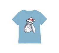 Winnie The Pooh Eeyore Santa Hat Kids T-Shirt, Light Blue | Size: 7-8 Years Winnie the pooh Light Blue 7-8 Years