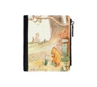 (Winnie The Pooh - Friends Forever_3380) Men's Women PU Leather Wallets Compact Bifold with Zipper & Multiple Card Coins Slots Black Stylish Durable Graphic Design Print for Girl Boys