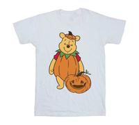 Winnie The Pooh Girl's Halloween Pumpkin Cotton T-Shirt in White | Size: 5-6 Years Winnie the pooh White 5-6 Years