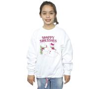 Winnie The Pooh Girl's Happy Holidays Sweatshirt in White | Size: 7-8 Years Winnie the pooh White 7-8 Years