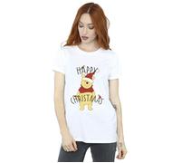 Winnie The Pooh Happy Christmas Holly Cotton Boyfriend T-Shirt Disney White XXL
