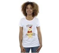 Winnie The Pooh Happy Christmas Holly Cotton T-Shirt Disney White S