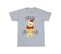 Winnie The Pooh Happy Christmas Holly T-Shirt Disney Grey S