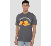 Winnie The Pooh Men's Christmas Dinner T-Shirt Charcoal | Size: XL Winnie the pooh Charcoal XL