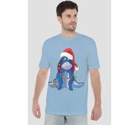 Winnie The Pooh Men's Christmas Light Entangled Eeyore T-Shirt Light Blue | Size: Large Winnie the pooh Light Blue L