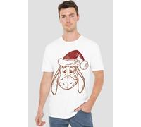 Winnie The Pooh Men's Eeyore Christmas Hat T-Shirt White | Size: Small Winnie the pooh White S