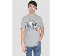 Winnie The Pooh Men's Eeyore Christmas Snowflakes T-Shirt Grey | Size: 2XL Winnie the pooh Grey 2XL