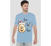 Winnie The Pooh Men's Ho, Ho, Ho Merry Christmas T-Shirt Light Blue | Size: Medium Winnie the pooh Light Blue M