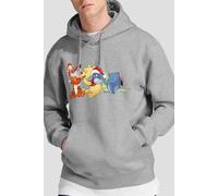 Winnie The Pooh Men's Tigger, Piglet, Eeyore Christmas Santa Hats Hoodie Light Grey | Size: XL Winnie the pooh Light Grey XL