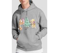 Winnie The Pooh Men's Tigger, Piglet Trimming The Christmas Tree Hoodie Light Grey | Size: Large Winnie the pooh Light Grey L