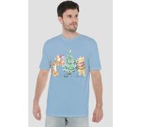 Winnie The Pooh Men's Tigger, Piglet Trimming The Christmas Tree T-Shirt Light Blue | Size: Small Winnie the pooh Light Blue S
