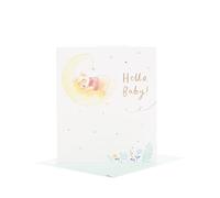 Winnie The Pooh New Baby Card for Him/Her/Friend - Moon Design