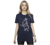 Winnie The Pooh Piglet Christmas Cotton Boyfriend T-Shirt Disney Navy M