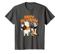 Winnie The Pooh & Piglet Happy Halloween T-Shirt, Youth, Asphalt Grey, Large