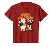 Winnie The Pooh & Piglet Happy Halloween T-Shirt, Youth, Cranberry Red, Medium
