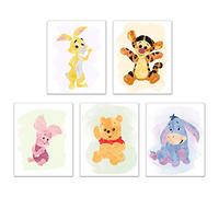 Winnie The Pooh Piglet Tiger Carnation Rabbit Watercolour Prints (Pack of 5)