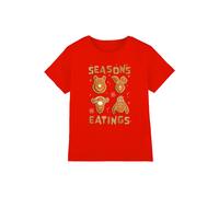 Winnie The Pooh Seasons Eating Cookies Kids T-Shirt, Red | Size: 3-4 Years Winnie the pooh Red 3-4 Years