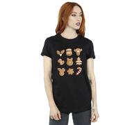 Winnie The Pooh Women's Gingerbread Cotton Boyfriend T-Shirt in Black | Size: 3XL Winnie the pooh Black 3XL